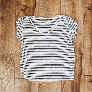 Hollister V-Neck Striped Easy Tee Shirt